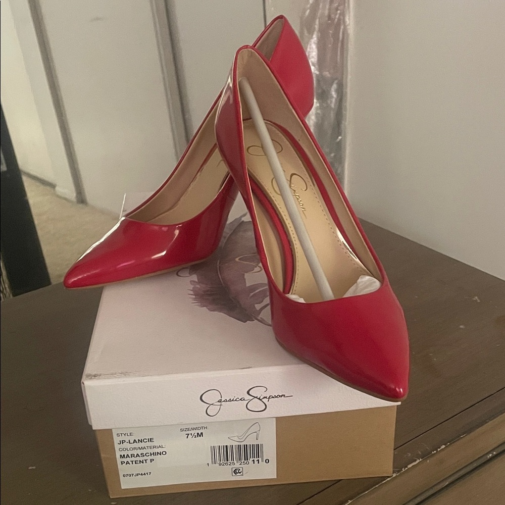 Jessica Simpson Red Patent Pointed-Toe Pumps